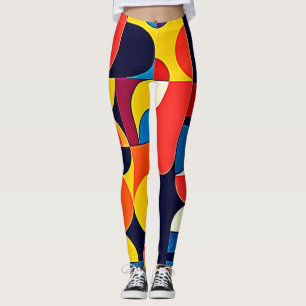 Retro Color Block Geometry Art Leggings