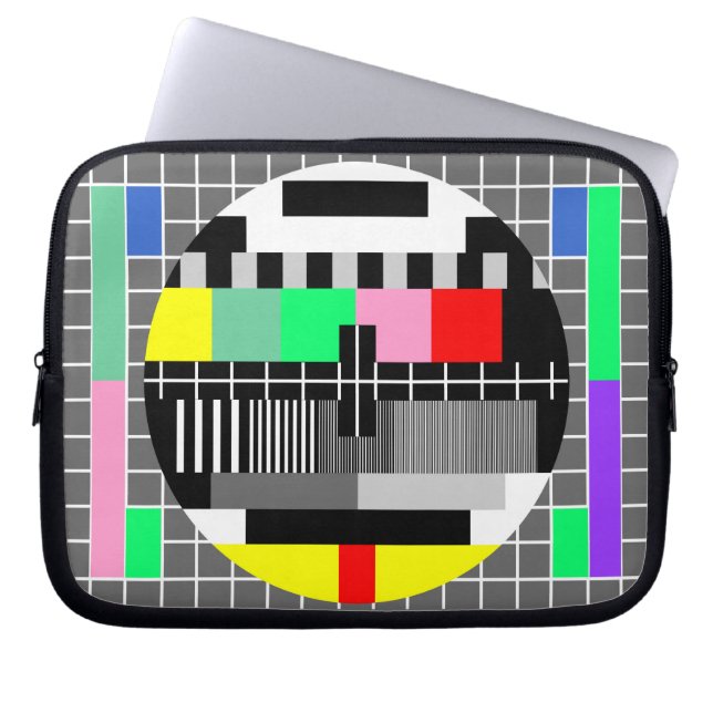 Retro color tv test screen laptop sleeve (Front)