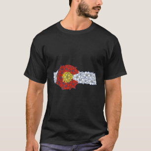 Retro Colorado Flag Columbine Flower Artistic Natu T-Shirt