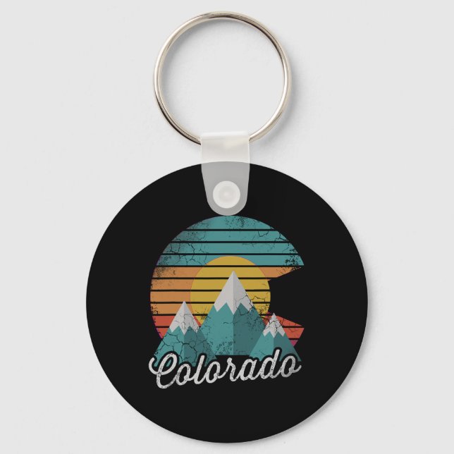 Retro Colorado Mountains Home Love Family Vacation Keychain (Front)