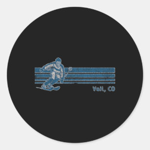 Retro Colorado Vintage Vail Skiing Tee Classic Round Sticker