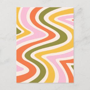 Retro Colored Curved Shapes Postcard