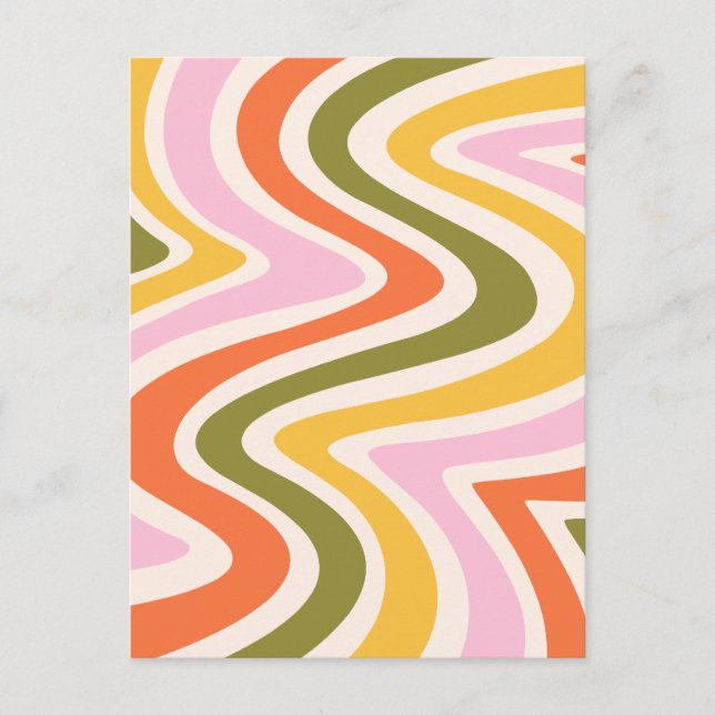 Retro Colored Curved Shapes Postcard (Front)