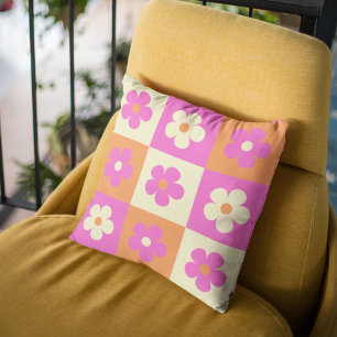 Retro Colorful Bohemian Floral Pattern Throw Pillow