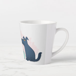 Retro Colorful Cartoon Cat, Dog & Goldfish Latte Mug