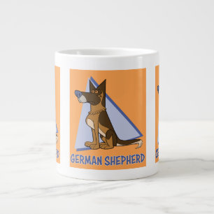 Retro Colorful Cartoon German Shepherd Dog Large Coffee Mug