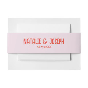 Retro Colorful Hand Written Bright Unique Wedding  Invitation Belly Band