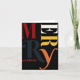 Retro Colorful Merry Bright Vintage Christmas T Sh Card