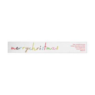 retro COLORFUL MERRY CHRISTMAS envelope Wrap Around Label