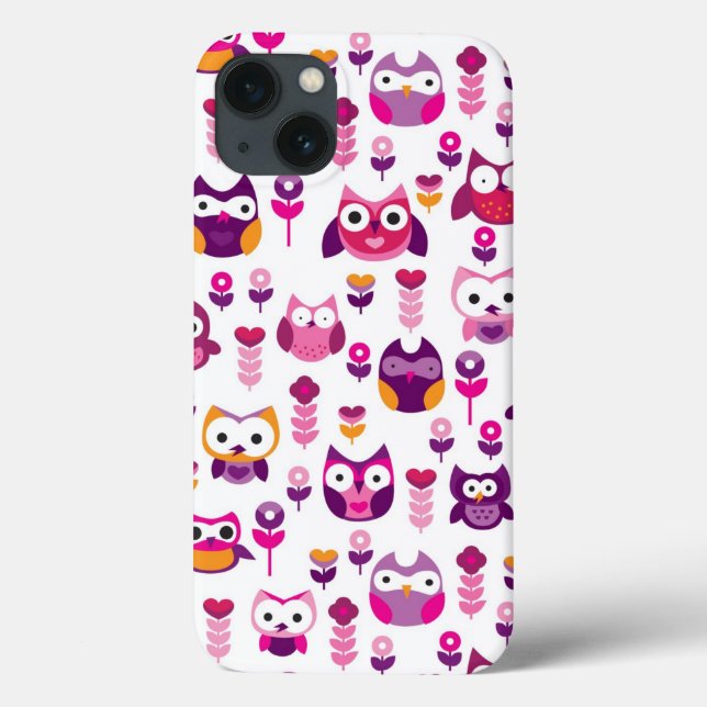 retro colorful owl bird pattern Case-Mate iPhone case (Back)