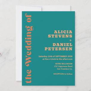 Retro colorful simple modern wedding  invitation