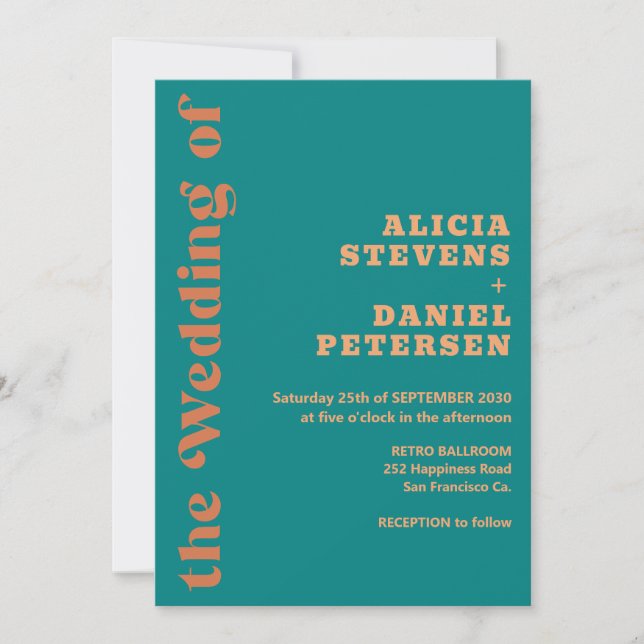 Retro colorful simple modern wedding  invitation (Front)