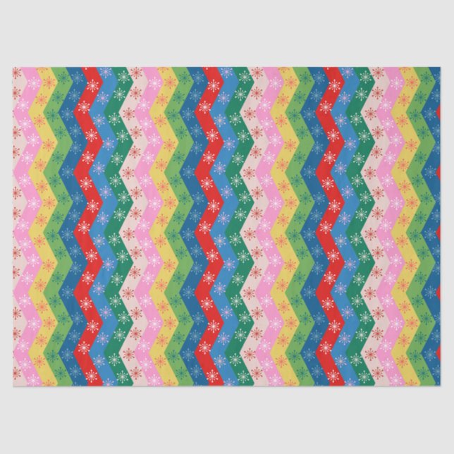 Retro Colorful zigzag Snowflake Pattern Tissue Paper (Front)