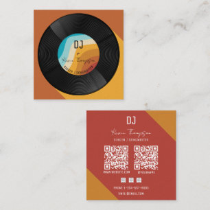 Retro Colors Djing Modern Music DJ Vinyl Musician Square Business Card