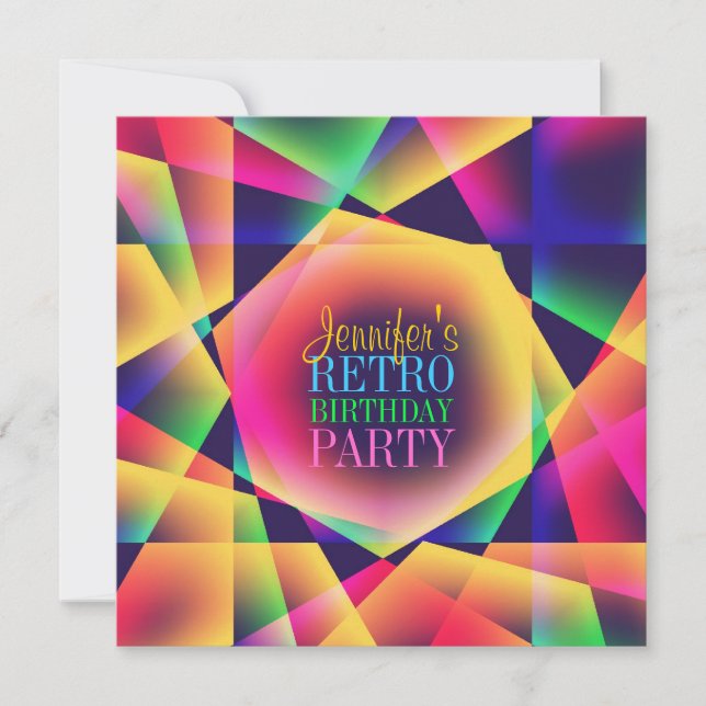 Retro Colors Invitation fête d'anniversaire (Devant)