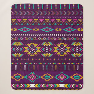 retro colors tribal vintage seamless navajo patter sherpa blanket