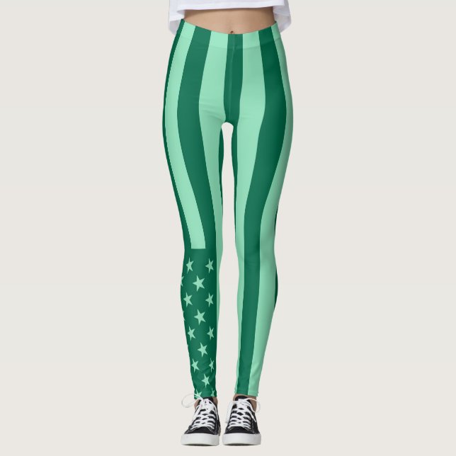 Retro Colour American Flag #7 Leggings (Front)