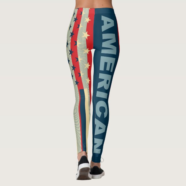 Retro Colour American Flag #9 Leggings (Back)