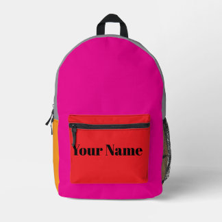 Retro Colour Block Custom Name Printed Backpack
