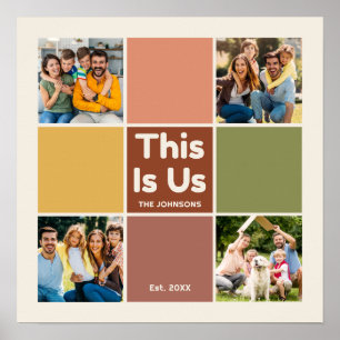 Retro Colour Block This Is Us Quote 4 Photo Collag Poster