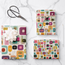 RETRO Colour Blocks Mid Century Geometric Pattern