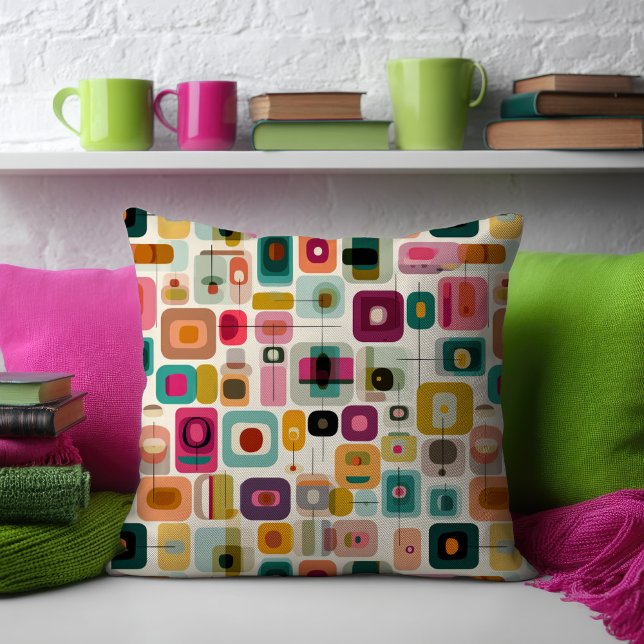 RETRO Colour Blocks Mid Century Modern Abstract  Throw Pillow (Creator Uploaded)