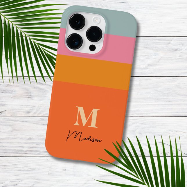 Retro Colour Blocks Monogram  Case-Mate iPhone Case (Creator Uploaded)