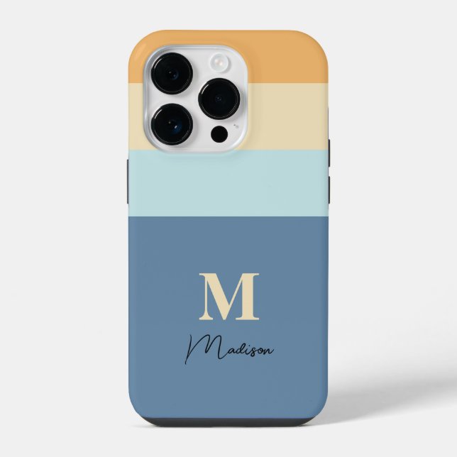 Retro Colour Blocks Monogram  iPhone Case (Back)