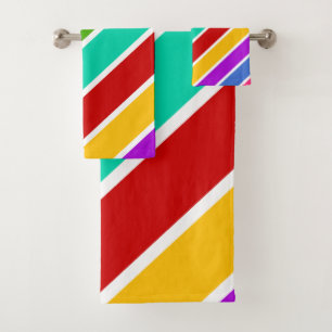 Retro colour candy stripes pattern bath towel set