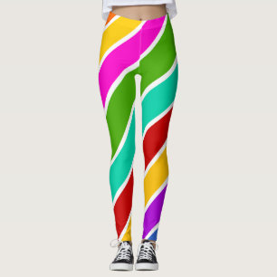 Retro colour candy stripes pattern leggings