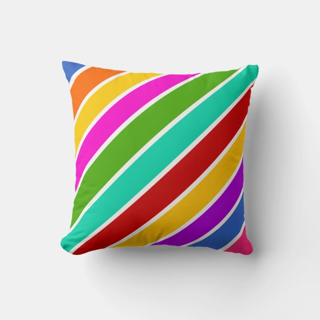 Retro colour candy stripes pattern  throw pillow (Front)