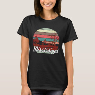 Retro Colour Distressed Mississippi Travel Camping T-Shirt
