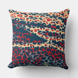 Retro Colour Leopard Print Skin #13 Throw Pillow
