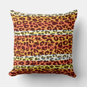 Retro Colour Leopard Print Skin #21 Throw Pillow