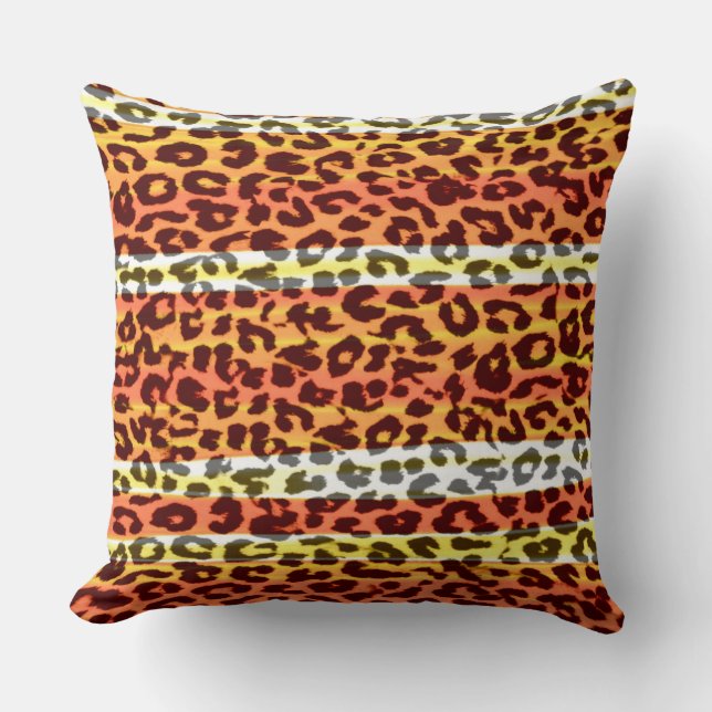 Retro Colour Leopard Print Skin #21 Throw Pillow (Front)