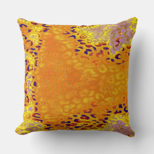 Retro Colour Leopard Print Skin #5 Throw Pillow