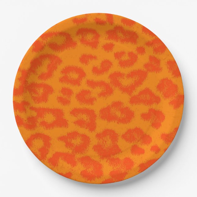 Retro Colour Leopard Print Skin #71 Paper Plate (Front)
