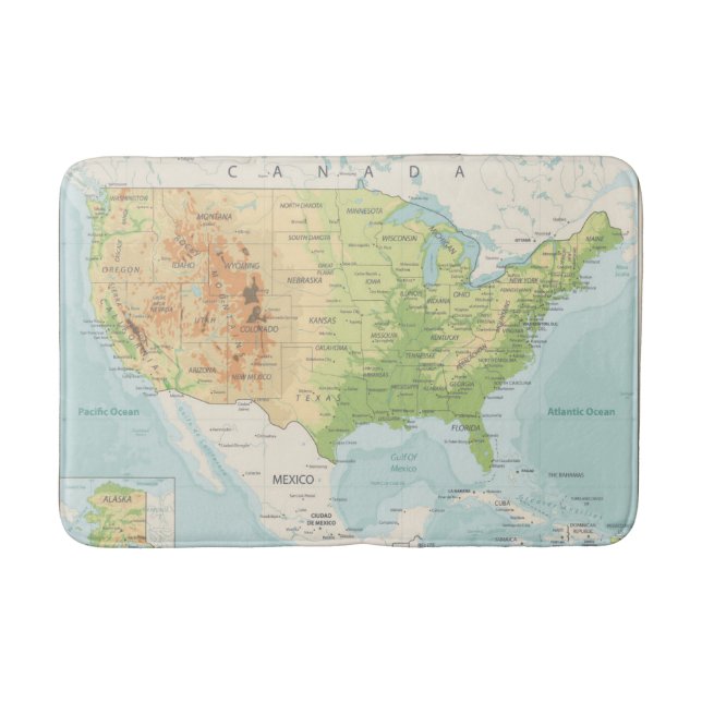 Retro Colour Map of the World Bath Mat (Front)