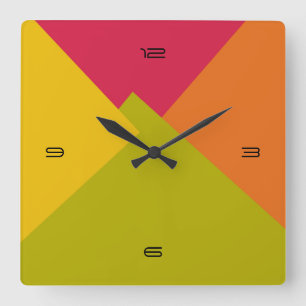 Retro Colour Modern Geometric Pattern #2 Square Wall Clock