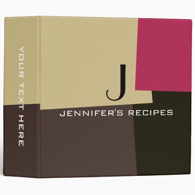 Retro Colour Modern Monogram Cooking #2 Binder (Front/Spine)