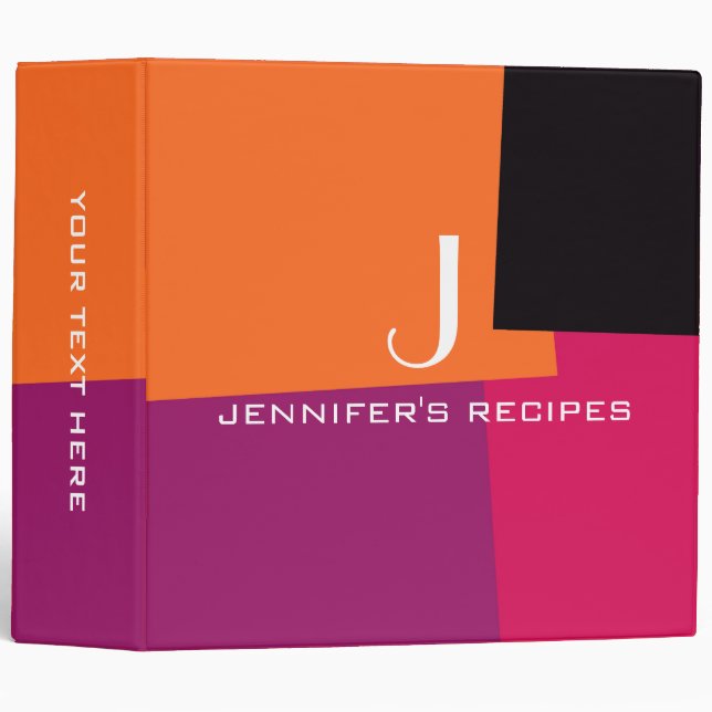 Retro Colour Modern Monogram Cooking #9 Binder (Front/Spine)