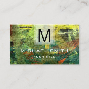 Retro Colour Modern Wood Grain Monogram #2 Business Card