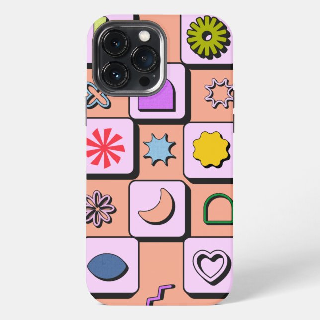 Retro Colour Pattern Personalized Case-Mate iPhone Case (Back)