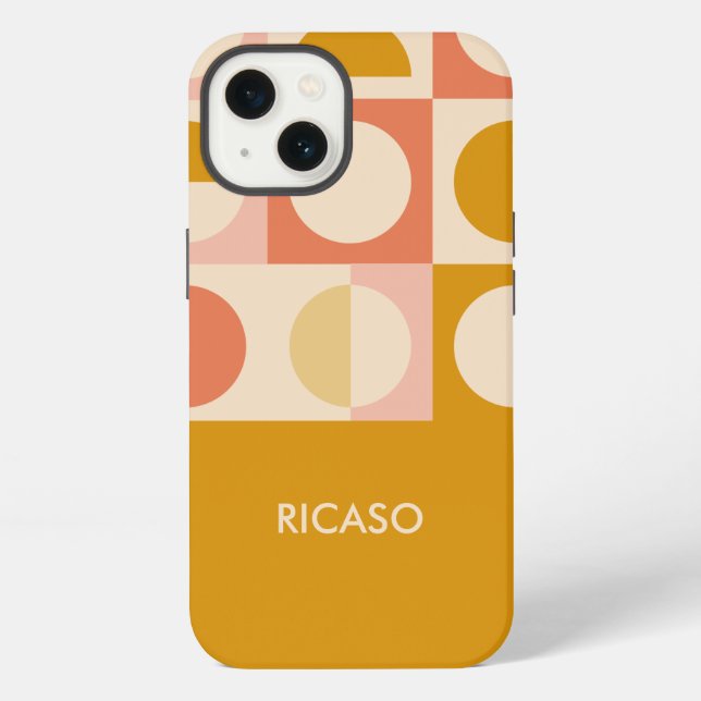 Retro Colour Pattern Personalized iPhone Case (Back)