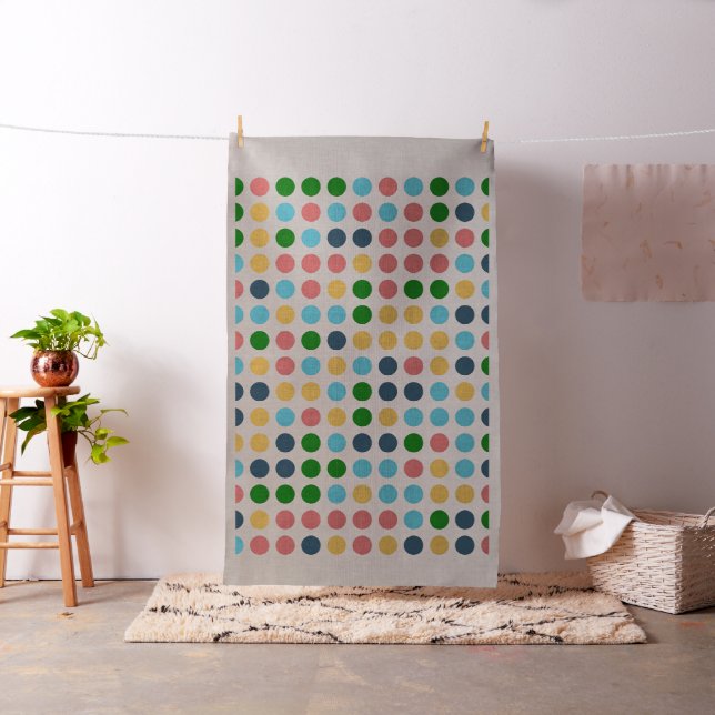 Retro Colour Polka Dot Circles Pattern #2 Fabric (In Situ)