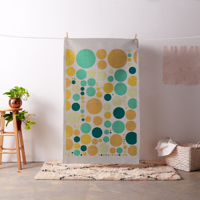 Retro Colour Polka Dot Circles Pattern Fabric (In Situ)