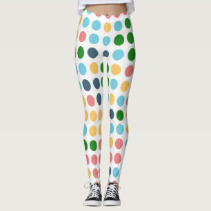 Retro Colour Polka Dots Pattern #22 Leggings