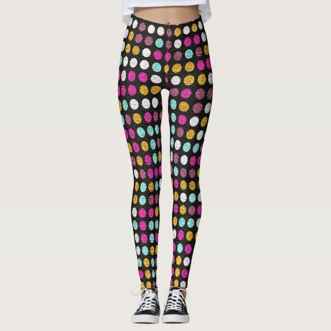 Retro Colour Polka Dots Pattern #4 Leggings (Front)