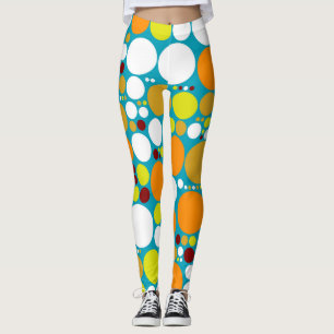 Retro Colour Polka Dots Pattern #6 Leggings
