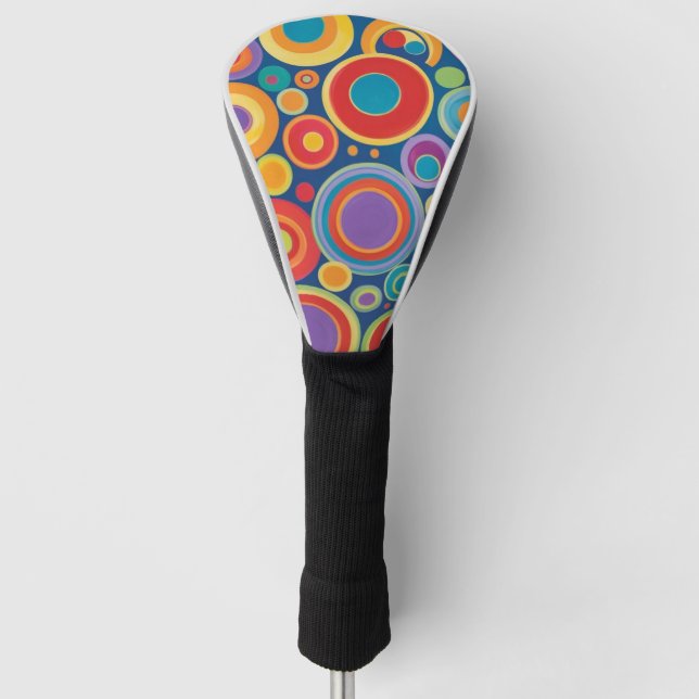 Retro Colour Pop Circles Golf Head Cover (Front)